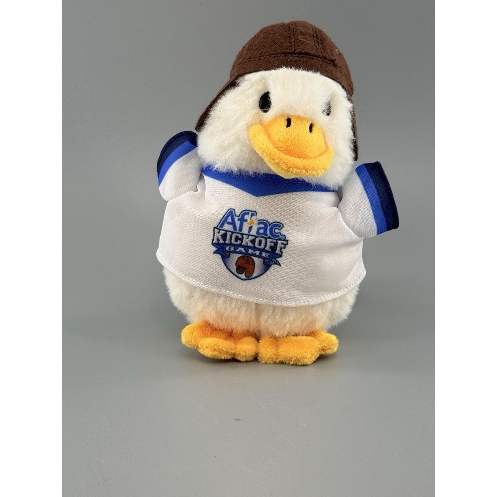 Aflac Plush Duck Stuffed Animal Toy Small 6" White w/Kickoff & Helmet Talking